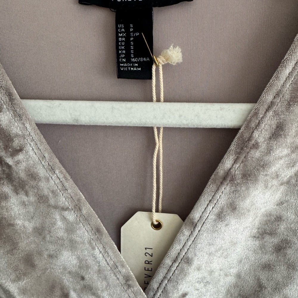 Forever 21 Crushed Velvet Long Sleeve Mini Dress in Champagne - Picture 6 of 6